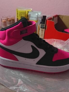 Nike Pink, Black & White High-Top Sneakers